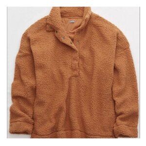 Aerie Quarter Snap Teddy Fleece Pullover Sweatshirt